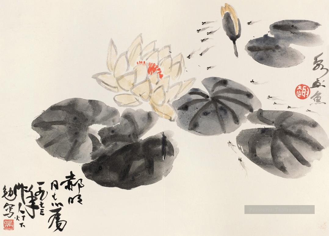 Wu zuoren nénuphar étang à la chinoise traditionnelle Peintures à l'huile